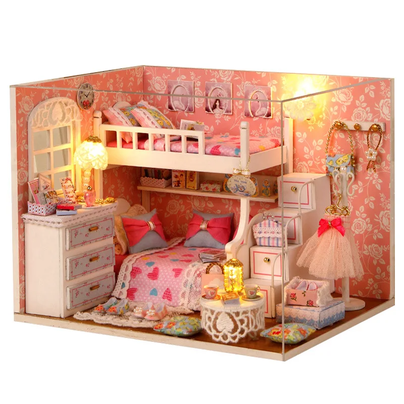

DIY House Princess Room Handmade Toy Cabin Model Assembled Made in China Wood Birthday Gift to Send Girls