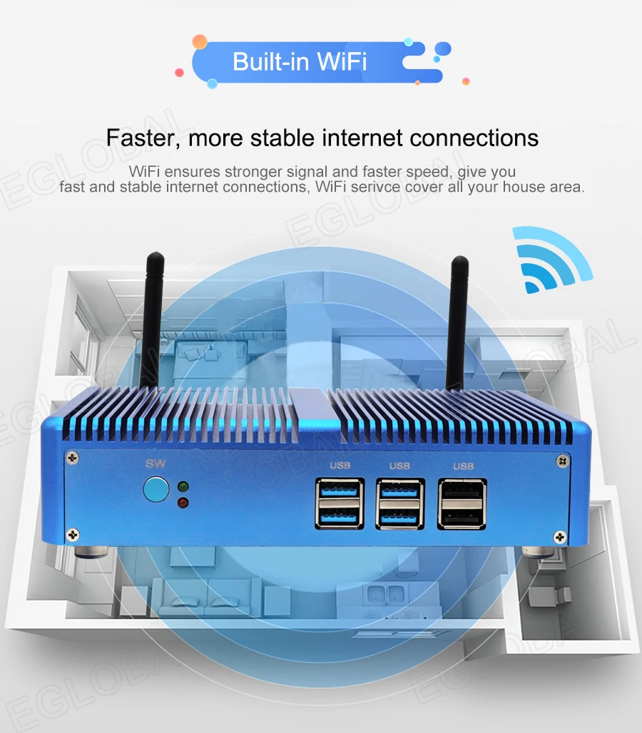 Процессор EGlobal fanless Barebone Мини ПК Intel Core i5 5200u/i7 5500Uu/i5 6200u Win10 minipc настольный компьютер 4 к HTPC minipc Nuc