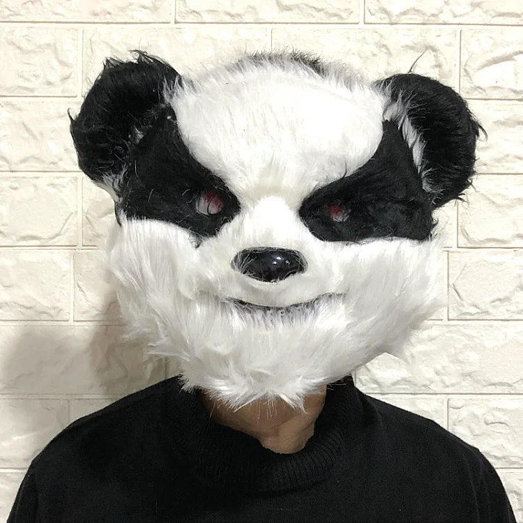 Cute Panda Хэллоуин жуткая кровавая стена латексная голова волка с волосами модная Карнавальная маска костюм вечерние ужасная маска для взрослых/детей - Цвет: Cute Panda