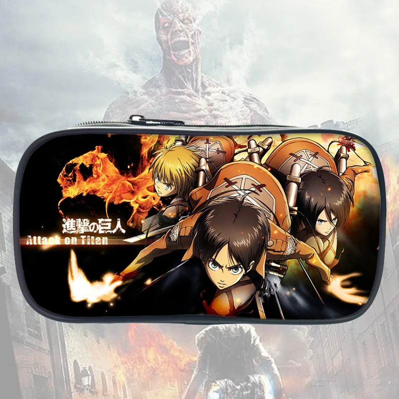 Attack On Titan-bolsa para bolígrafos con póster para niños, niños y niñas, moderna, de alta calidad, escolar