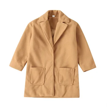 

Woolen Coat Boys Long-Sleeved Lapel Fashion Solid Color Overcoat Autumn And Winter 1pcs