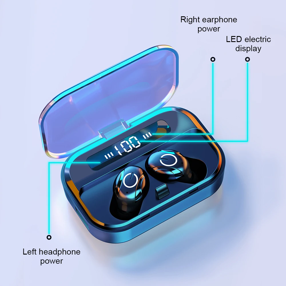 Беспроводные Bluetooth наушники TWS Sport Bass светодиодный цифровой дисплей бинауральные наушники с 3500 мАч зарядным устройством для xiaomi
