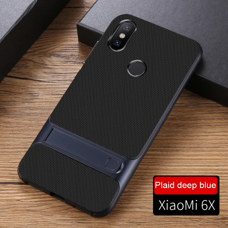 Для xiaomi 5S 5X6 6X A1 MIX2 модный Ромбический текстурный кронштейн TPU+ PC чехол для телефона для redmi Note4X Note6Pro Note7 - Цвет: Blue