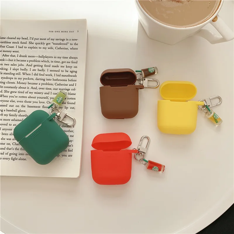 Cute Coffee Pendant For Apple AirPods 2&1 Soft TPU Charging Decorative Wireless Bluetooth Headphone Earphone Protective Case#S0