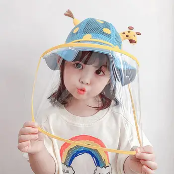 

Protection Safety Helmet Kid Cartoon Giraffe Detachable Protective Anti Droplet Face Shield Fisherman Hat Transparent Face Mask
