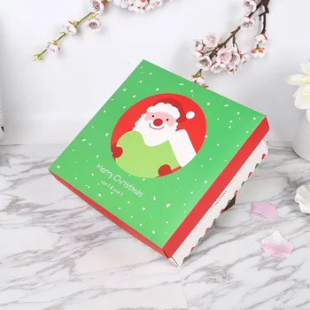 

Green Square Christmas Gift Box with rope handle, Apple candy biscuit cake Box, Boxesfor Cookie Package Gifts 50pcs/lot