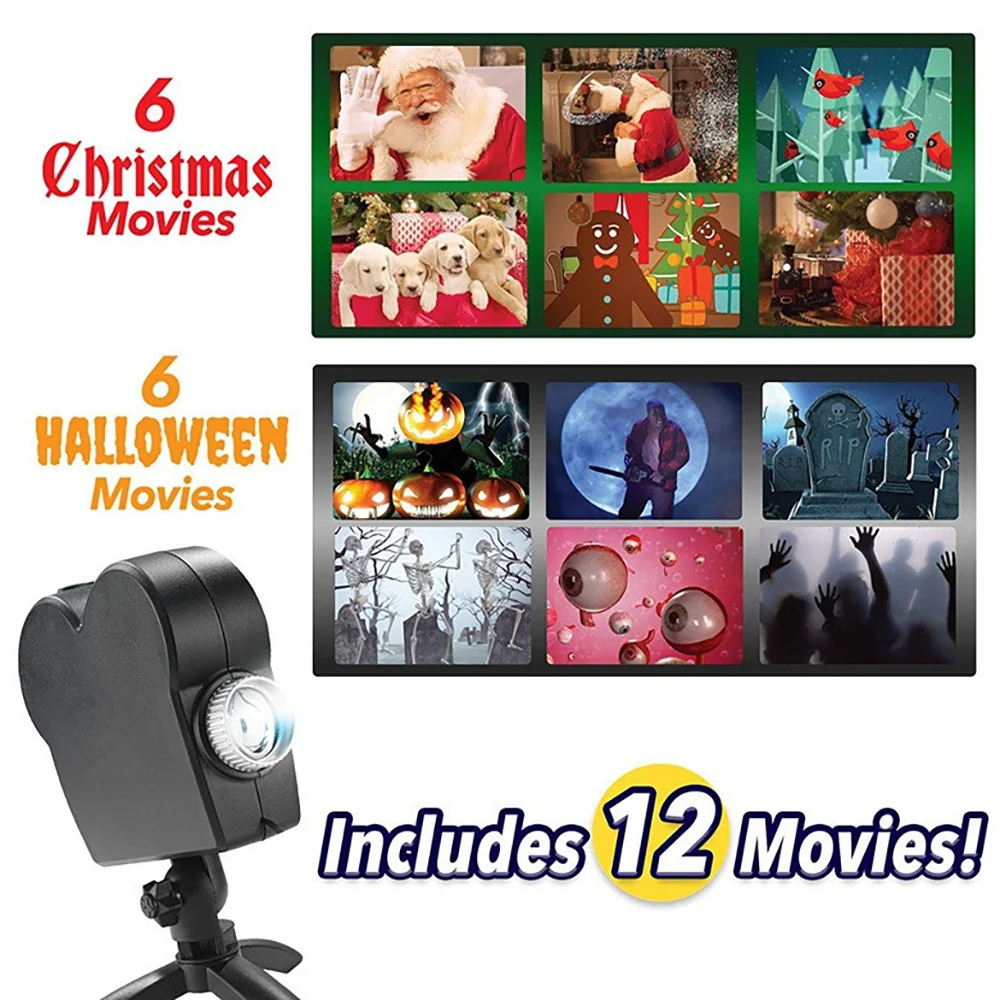 

Christmas Halloween Laser Projector 12 Movies DJ Disco Light Window Display Home Projector Indoor Outdoor Wonderland Projector