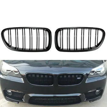 

For BMW 5 Series M5 F10 F18 2010 2011 2012 2013 2014 2015 Car Replacement Gloss Black Kidney Grill Racing Grille Dual Line