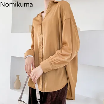 

Nomikuma 2020 Spring Summer Solid Color Blouse Shirt Women Single Breasted Long Sleeve OL Style Blusas Mujer De Moda 2020