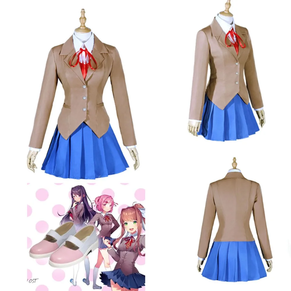 Маскарадный костюм для косплея Doki Monika Sayori Yuri Natsuki школьная форма женский обувь |