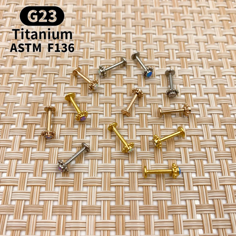Piercing Jewelry Body Piercing Earrings Ear Piercing Jewelry Ear Studs Body Piercing Jewelry Body Jewelry 1PC G23 Titanium Opal Zircon Cluster Ear Tragus Helix Cartilage Crystal Gem Earring Stud Labret Bar Ring Body Piercing Jewelry