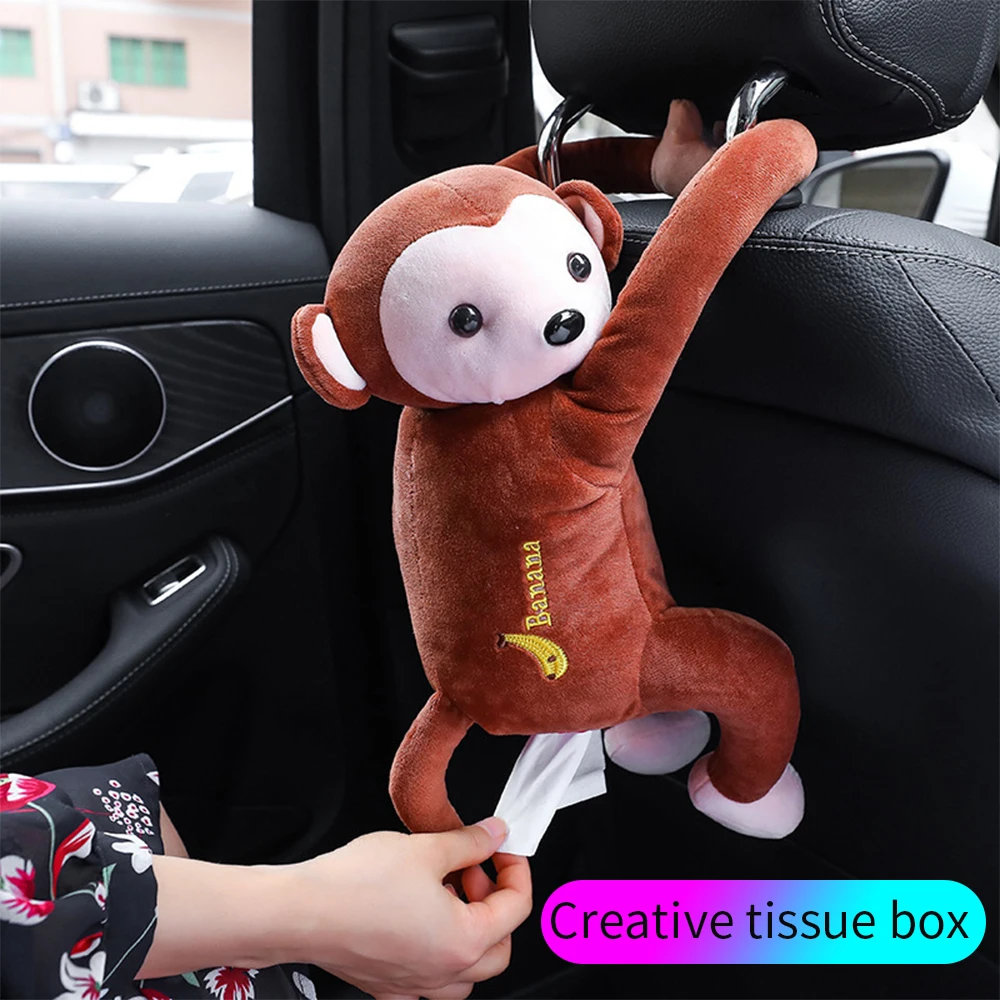 Creative Cartoon Tissue Animal Monkey Car Hanging Paper Cute Box Napkin Hol N8C3 