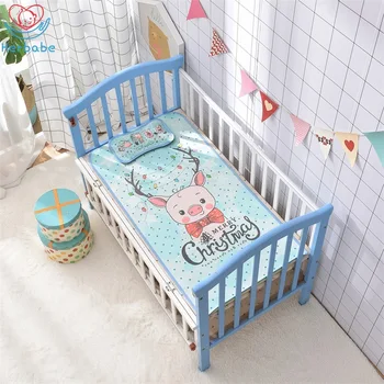 

Herbabe 2pcs Reusable Baby Mattresses with Pillow Summer Cartoon Ice Silk Newborn Bed Sheet Crib Sheets Flool Play Mat 120x60cm