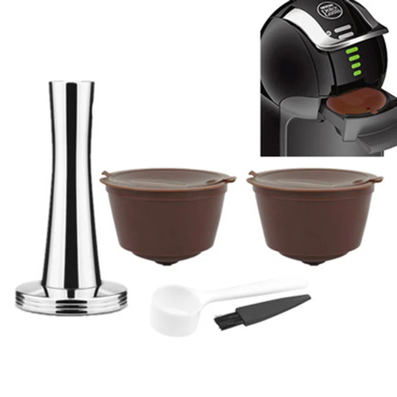 2* кофейные капсулы+ 1* трамбовка+ 1* ложка+ 1* щетка для набора Nescafe dolcee Gusto
