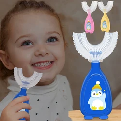 Cepillo de dientes en forma de U para bebé, cepillo de limpieza para el cuidado bucal, mordedor de silicona suave de 360 grados, cuidado de la salud para niños de 2 a 12 años