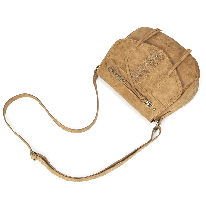 Annmouler Designer Women Handbag Purse Pu Leather Shoulder Bag Flower Crossbody Bag Small Ladies Messenger Brown Lace Totes