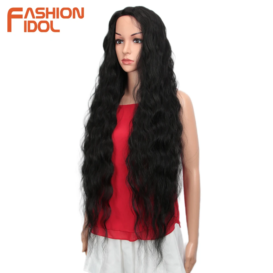 FASHION IDOL Hair Synthetic Wig Loose Wave Black 38 Inch Ombre Blonde Deep Wave Super Long Wavy Synthetic Wigs For Black Women