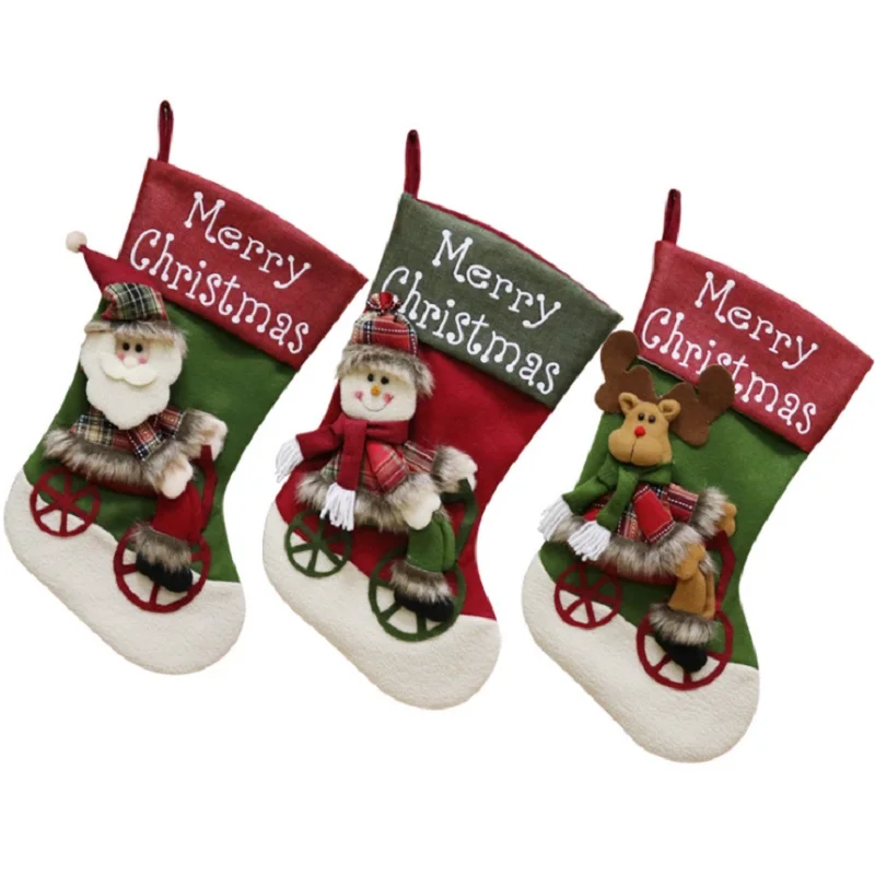 Christmas Socks Santa Claus Christmas Deer Snowman Candy Stockings Bag Christmas Tree Pendant Christmas Gift Bag Decor Supplies