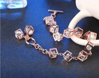 

YKD207 Pure Silver 925 Rose Gold Zircon Hand Ornament Natural Lady's Crystal Bracelet