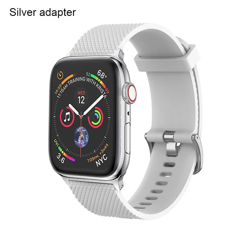 Текстурированный силиконовый ремешок для Apple watch iWatch серии 1 2 3 4 спортивный браслет ремешок для 5 38 мм 42 мм 40 мм 44 мм ремешок - Цвет ремешка: Silver