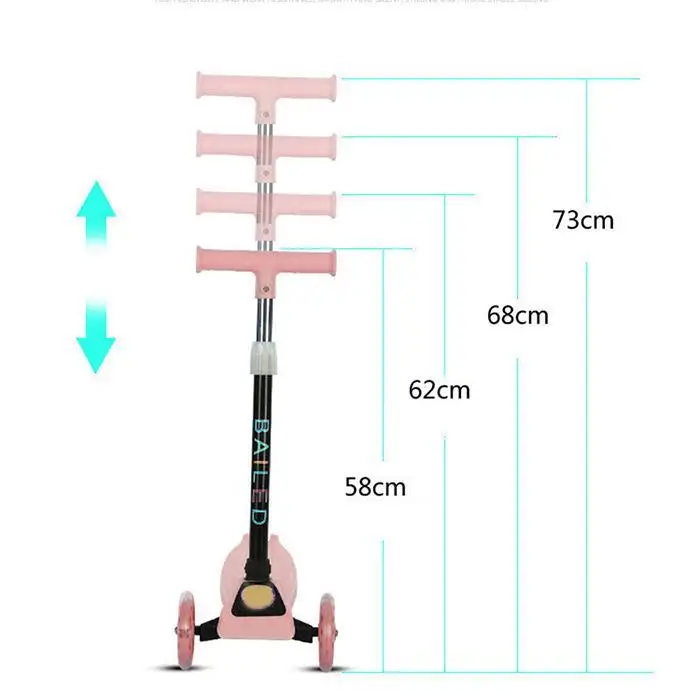 Дети Регулируемая высота самокат 3 колеса шириной 58-73 см/22,8-28,7 дюймов От 2 до 8 лет Дека задняя педаль тормоза