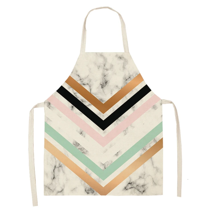 1PC Cotton Kitchen Aprons Linen Printed Sleeveless Pinafore Brief Geometric Women Home Cooking Baking Waist Bib 53*65cm WQL0150 - Цвет: WQL0150-38