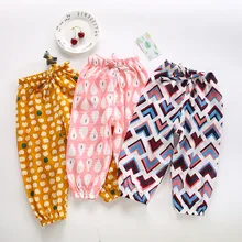 Летняя детская одежда; Детские противомоскитные штаны из хлопка и льна для мальчиков и девочек; шаровары; детские брюки