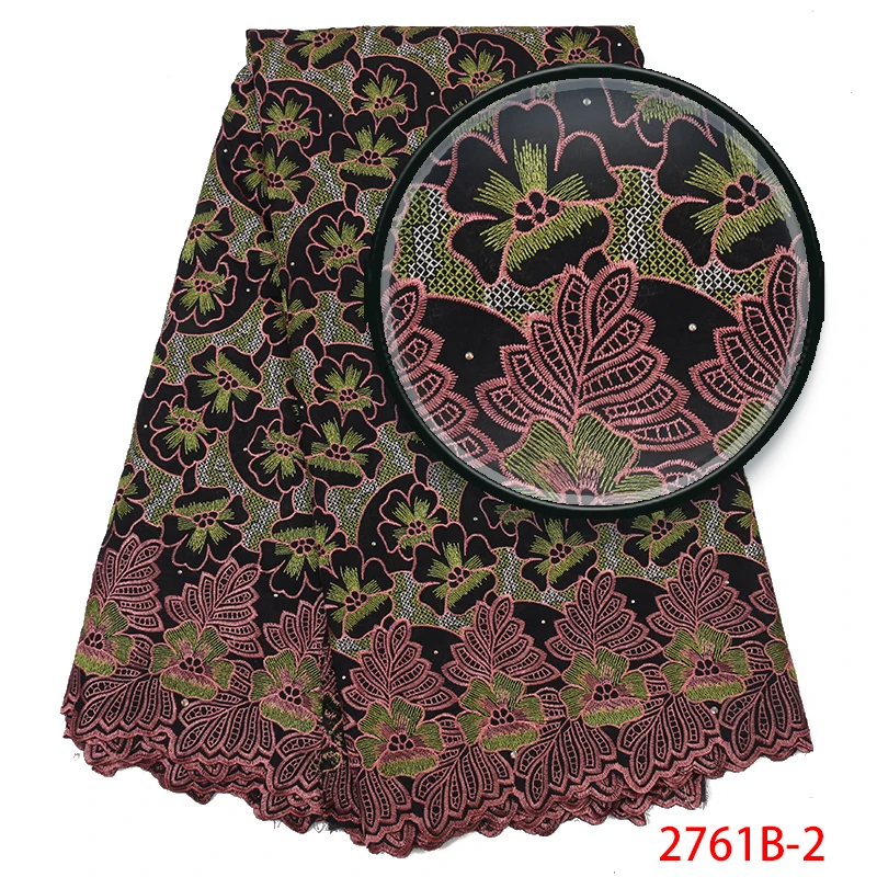 Нигерия Швейцария кружевная африканская вуаль кружевная ткань высокого качества вышивка кружева сухие хлопчатобумажные кружевные ткани с камнями KS2761B-4