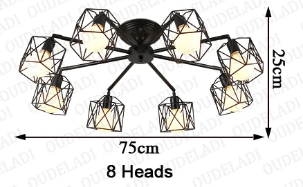 8 Heads pendant lamp Европейский металлический американский кантри потолочный светильник гостиная лампа спальня исследование креативный современный минималистичный Ретро освещение светильники - Цвет корпуса: 8 Heads pendant lamp