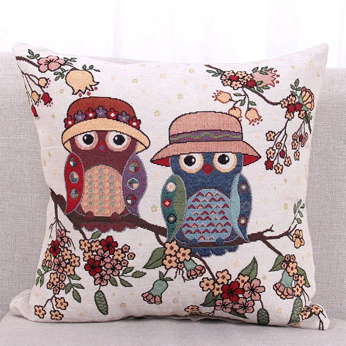 2 Loving owls Новая Сова льняная хлопковая Подушка Чехол для подушки на диван-кровать для дома Декор - Цвет: 2 Loving owls