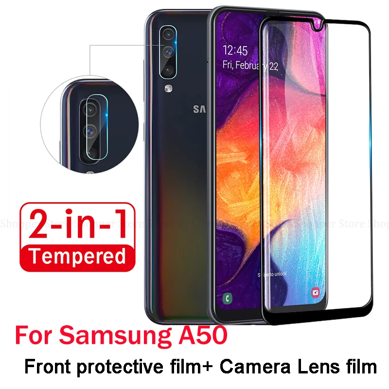

2 In 1 Glass For Samsung Galaxy A50 2019 Camera Lens Film & 3D Screen Protector Tempered Glass for Galaxy SM A50 A505F a50 Film