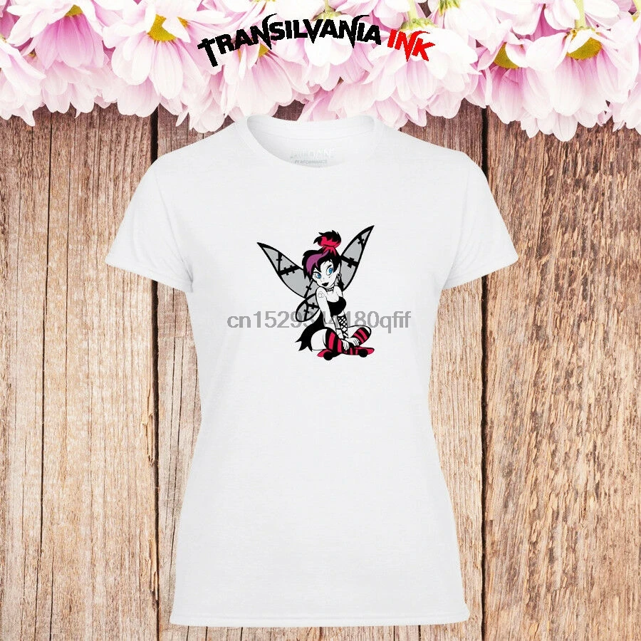 Tinkerbell Женская футболка для девочек эмо подарок Готическая забавная Футболка Топ