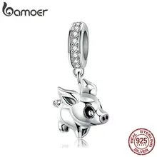 BAMOER, новинка, 925 пробы, серебро, тонкая свинья, свинья, животное, подвеска, подвески, подходят для серебряных браслетов и украшения для подруги SCC1110