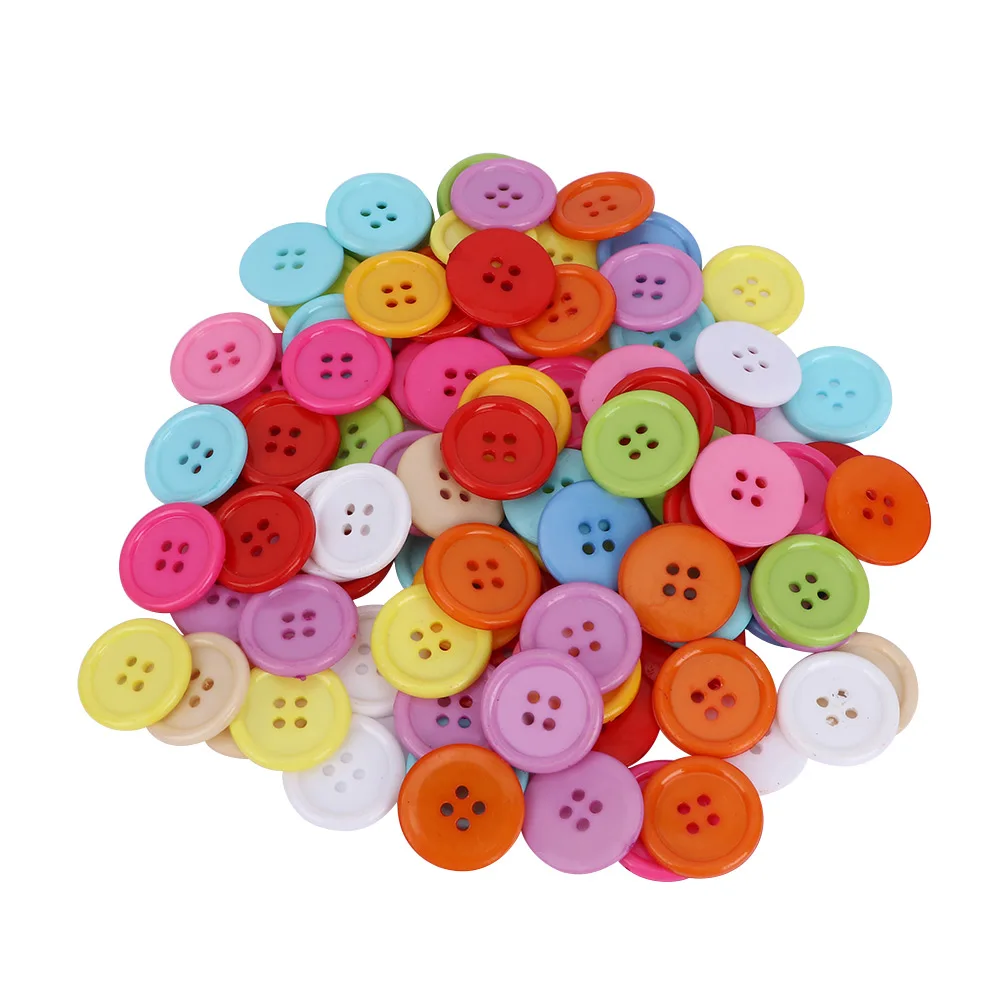 

100 Pcs Mixed Color Buttons 4 Holes Sewing Tools Decorative Button Scrapbooking Garment DIY Apparel Accessories