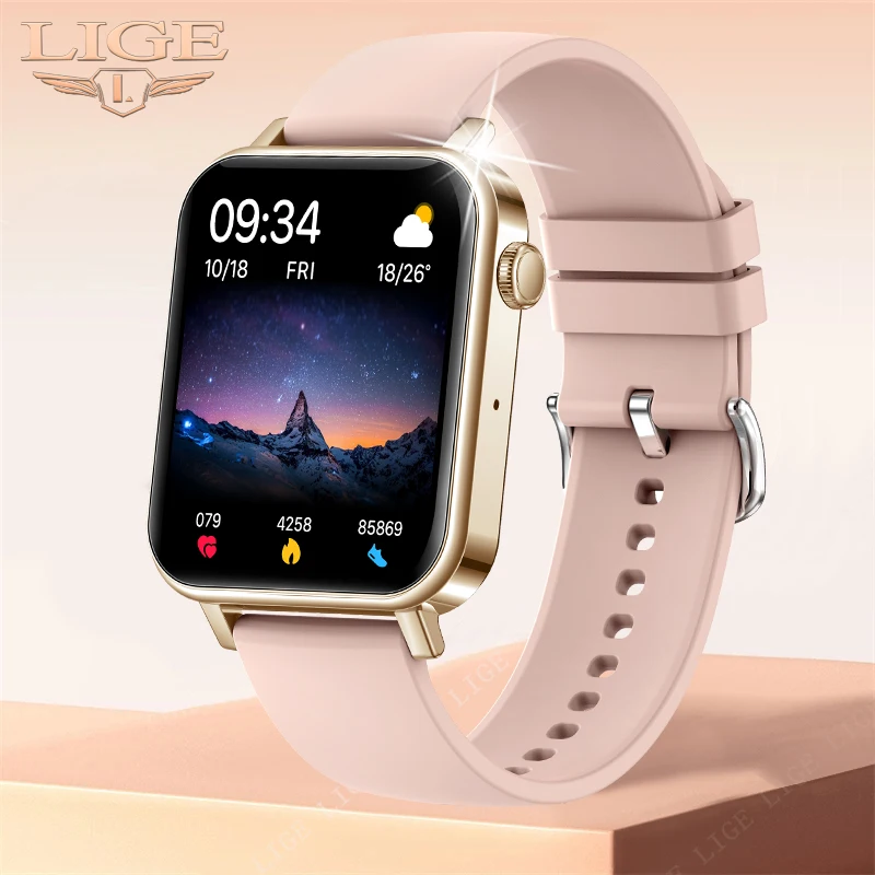 LIGE New Women Smart Watch Men 1.69&quot Full Touch screen Bluetooth Call Heart Rate Blood Pressure for Android IOS | Электроника