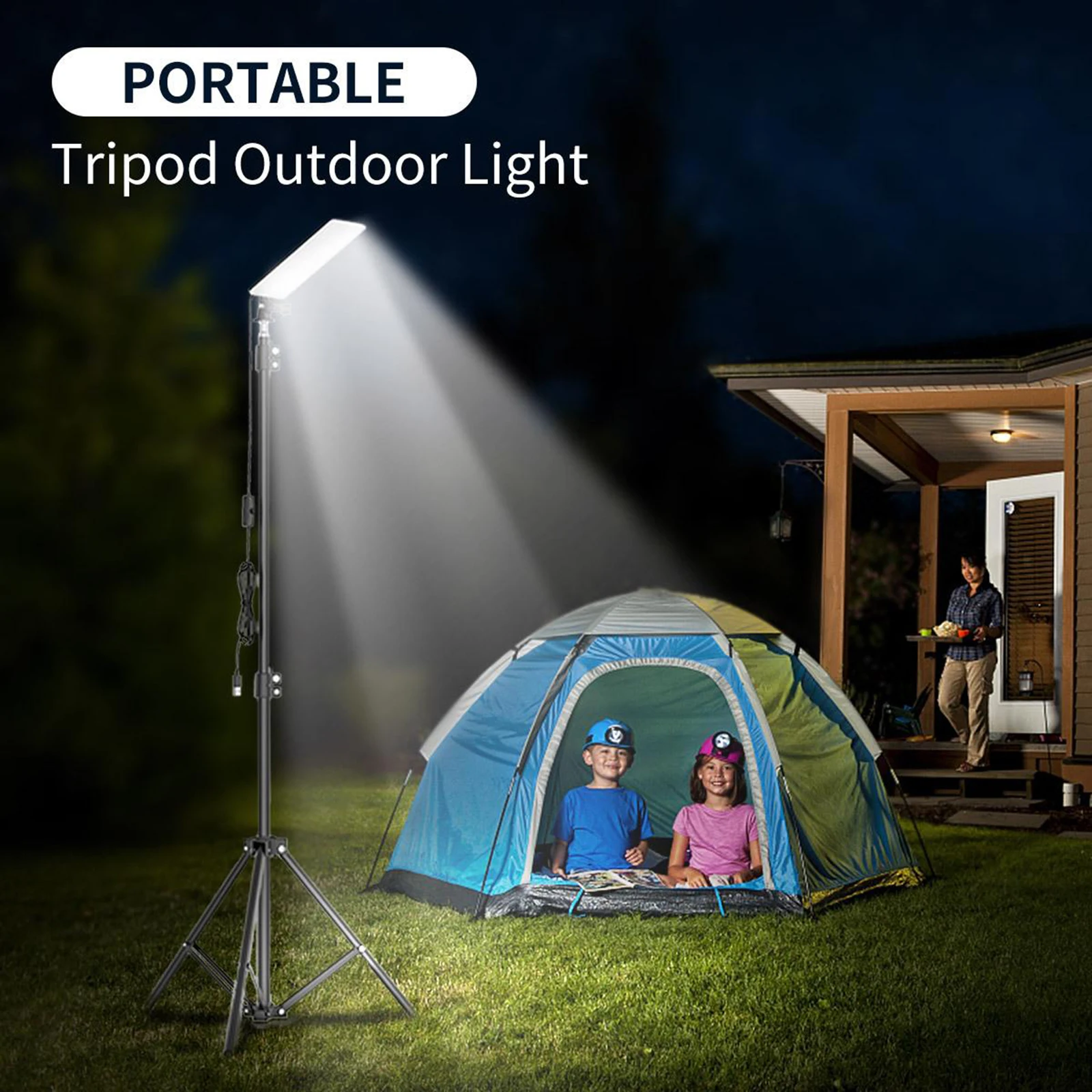 Tripod LED Camping Light USB Rechargeable Outdoor Tent Lamp Hiking Lantern
