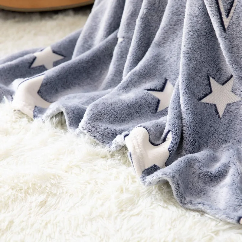 Детское Флисовое одеяло светится в темноте, 150X20 см, серое, со звездами/луной, новинка, плюшевое, пушистое, теплое одеяло