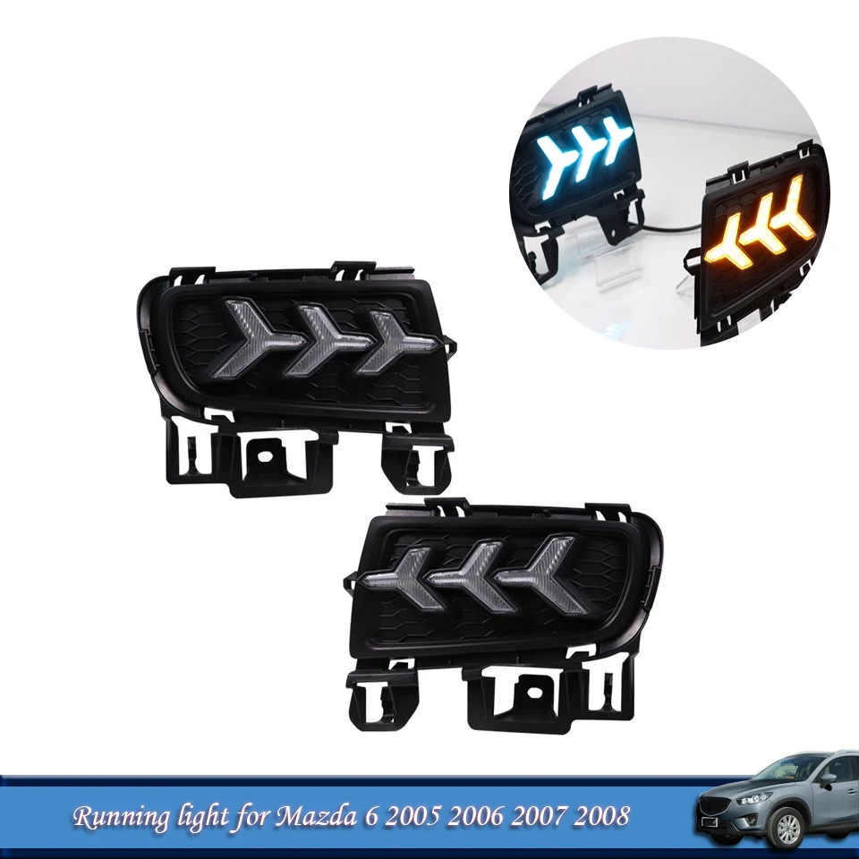 Fit For Mazda6 Mazda 6 2005 2006 2007 2008 Car DRL LED Daytime Light Running Lights Waterproof Fog Lamp With Turn Signal | Автомобили и