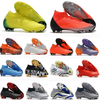 

2020 New cheap High help soccer shoes skid shoes fG-nail fashion men's SUperFlys SG TF football boots soccer cleat 12