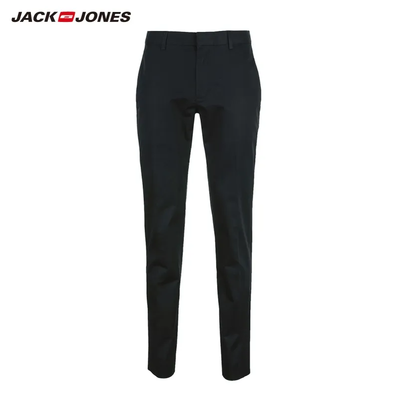 JackJones мужские хлопковые повседневные эластичные брюки деловые Брюки Мужская одежда 219114528 - Цвет: BLACK