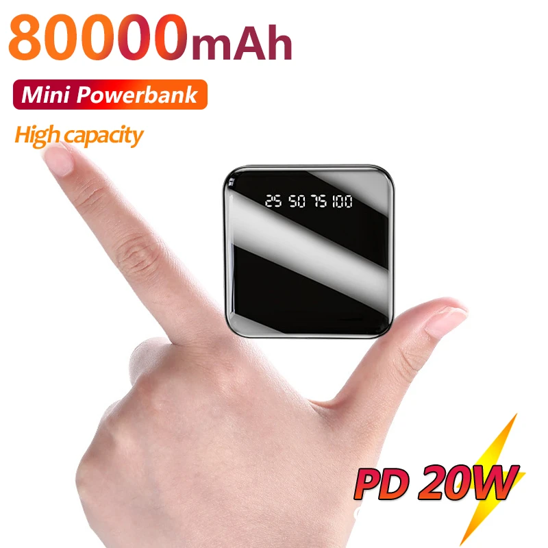 slim power bank Mini Power Bank 80000mAh with Digital Display Fast Charging Portable Small Pocket External flashlight Charger For iPhone Xiaomi power bank best buy