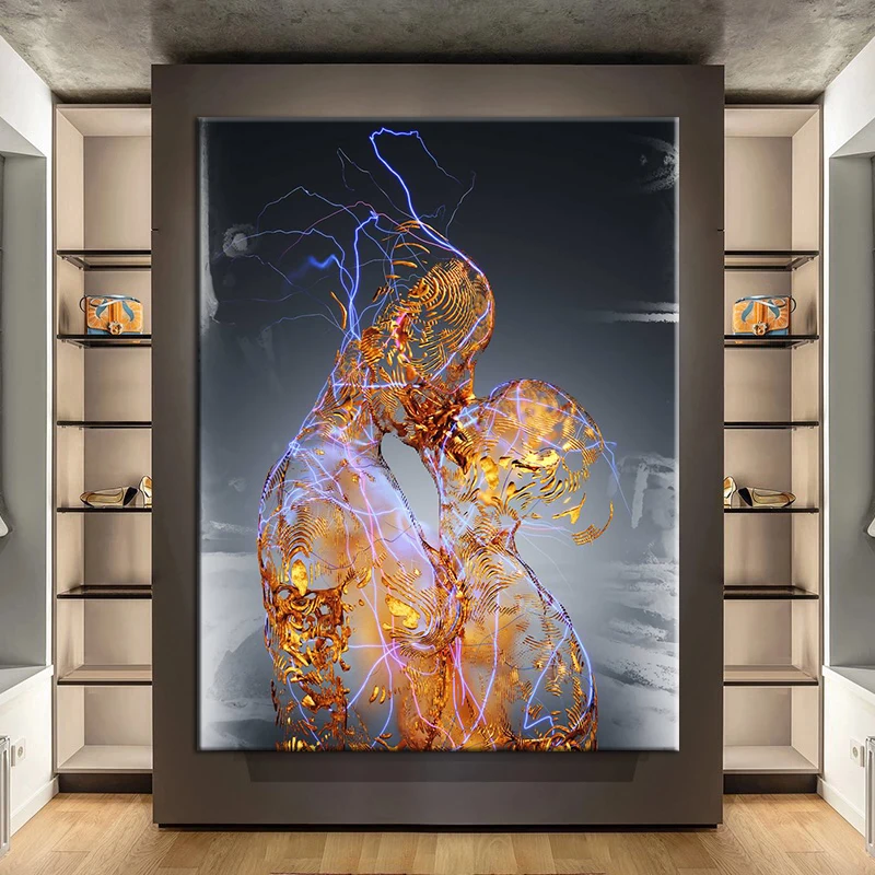 

Abstract Portrait Picture Lover Kiss Canvas Paintings Wall Art Nude Women and Men Print Figure Poster For Living Room Home Decor