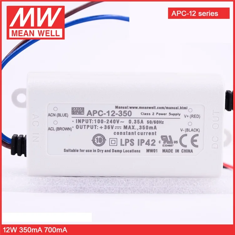 [Seven Neon] MEAN WELL APC-12-350 APC-12-700 350mA 700mA светодиодный драйвер высокой эффективности одиночный выход импульсный источник питания