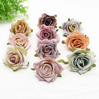 

7 cm 10 Pieces Artificial rose heads Home decoration accessories Wedding Diy for Scrapbooking Candy box Garland Christmas Brooch