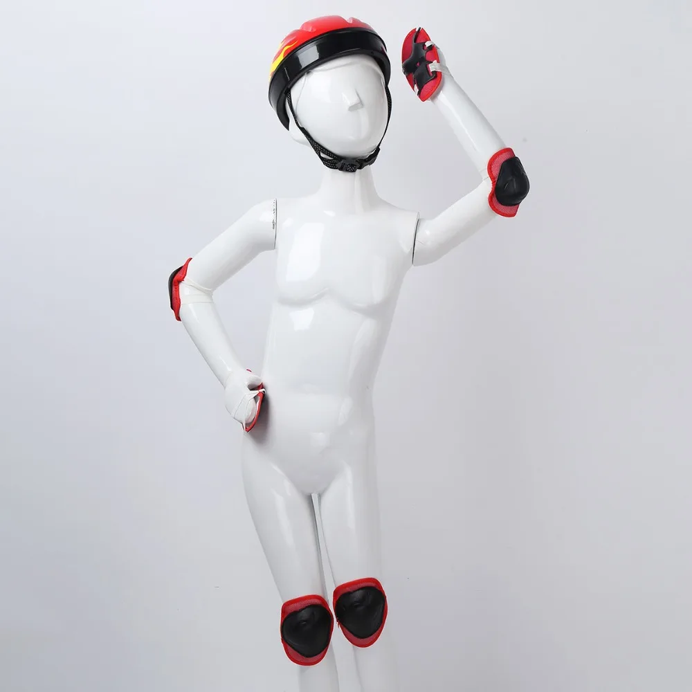 7Pcs Kids Bicycle Helmet Protective Gear Outfit Knee Wrist Guard Elbow Pad Set for Scooter Skateboard Roller Skating Cycling