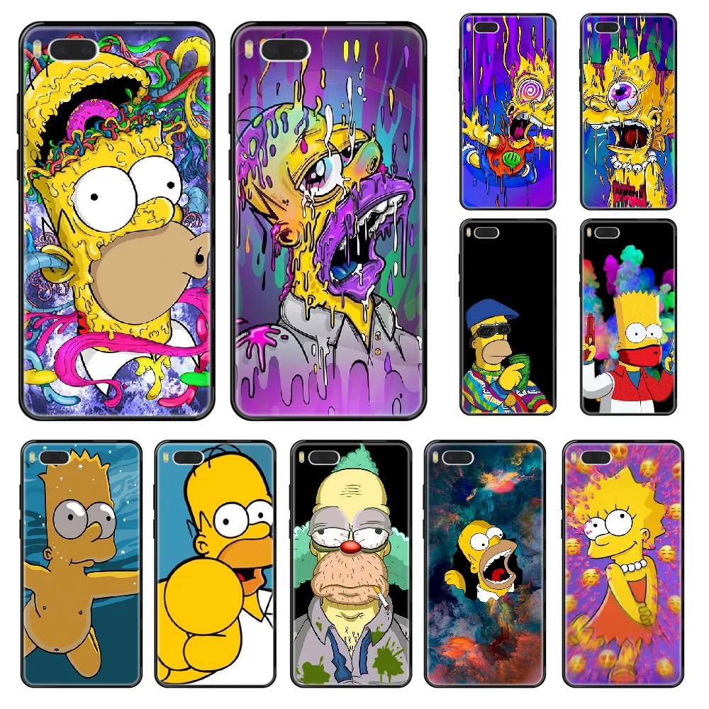 

Funny Simpsons Phone case For Xiaomi Redmi Mi 3 5 6 8 9 A1 2 Max3 Mix2 X SE Lite Pro black trend prime 3D coque painting funda