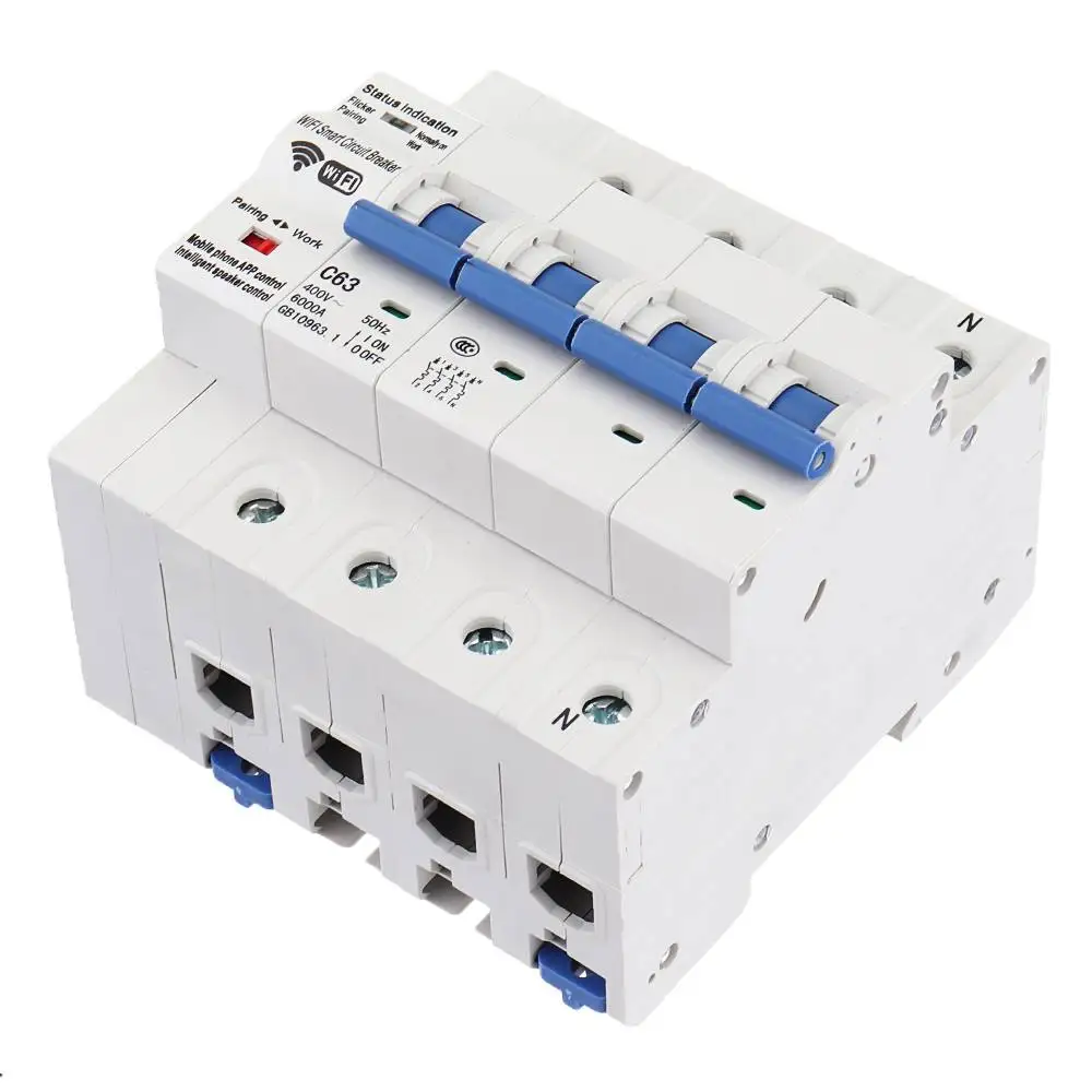 MoesHouse 4P 63A WiFi умный выключатель Умный дом автоматизация перегрузки короткого замыкания Голосовое управление аксессуар