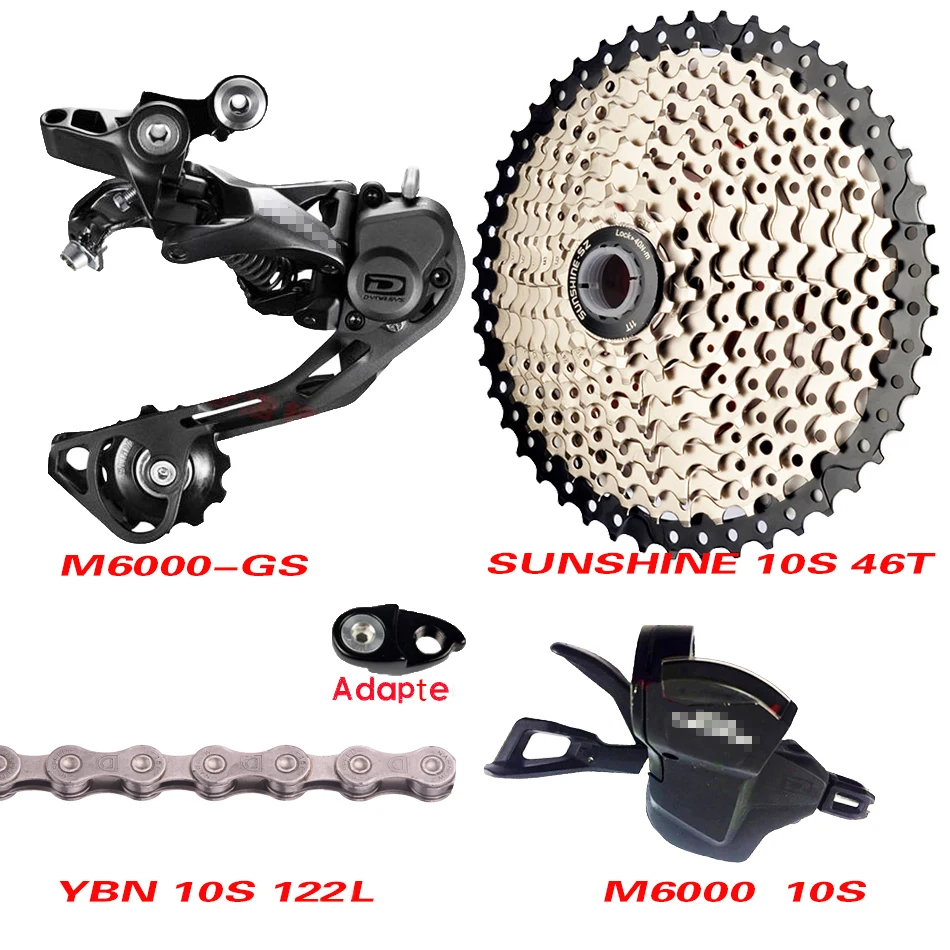 SHIMAN0 M6000/M610/M615 10 скоростные переключатели+ задние переключатели+ 42T 46T 50T SUNSHINE cassette 10 speed Chain Groupset - Цвет: SUN46T YBN 122L  GS