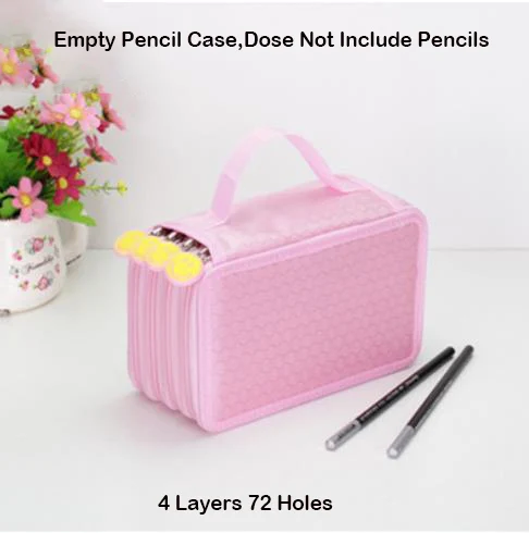 Kawaii школьный пенал для девочек мальчиков ручка коробка 72 отверстия большой пенал большой 4 слоя пенал мешок для патронов канцелярские принадлежности - Цвет: Style 01 Pink