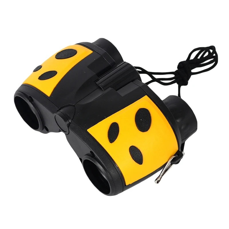 8X22 Children Binoculars Pocket Size Anti-slip Telescope Magnifying Glass Toy Outdoor Observing Binoculars With Print Design - Color: Yellow
